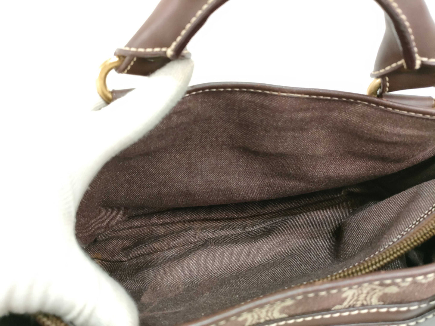 CELINE Paris Macadam Boogie Handbag Canvas Brown Handbag