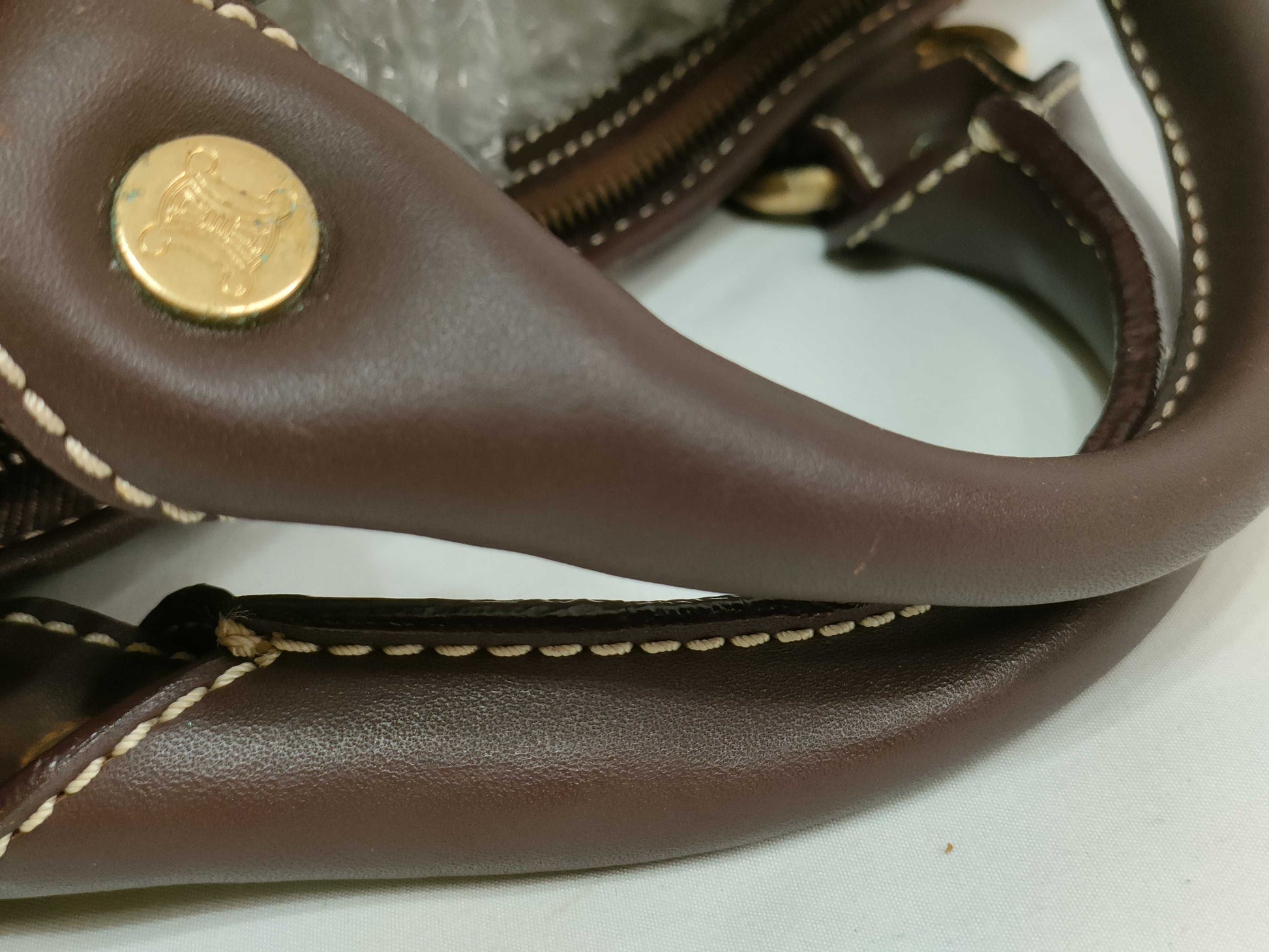 CELINE Paris Macadam Boogie Handbag Canvas Brown Handbag