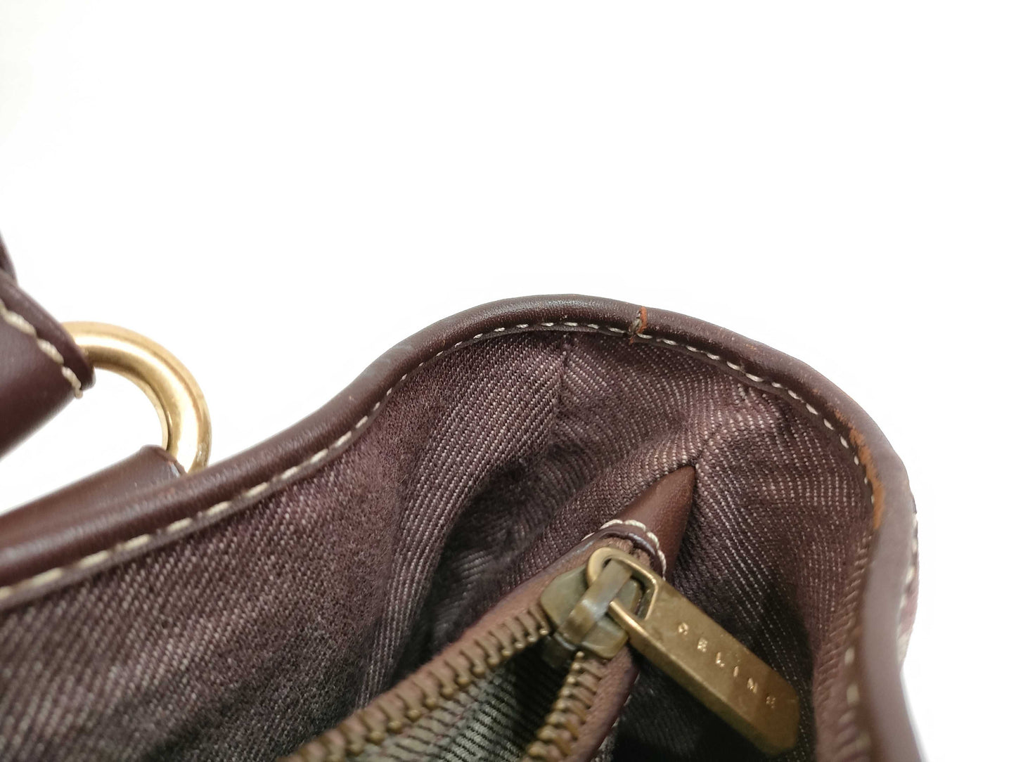 CELINE Paris Macadam Boogie Handbag Canvas Brown Handbag
