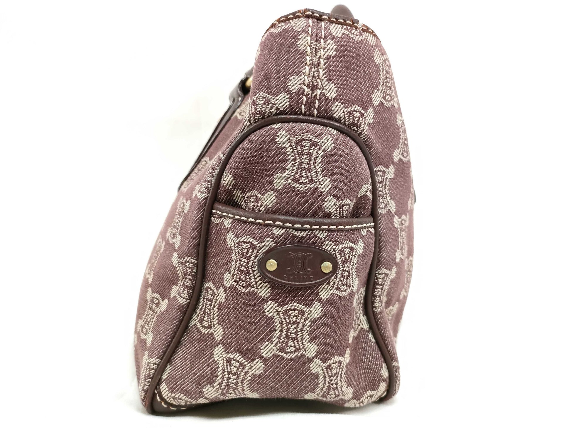 CELINE Paris Macadam Boogie Handbag Canvas Brown Handbag