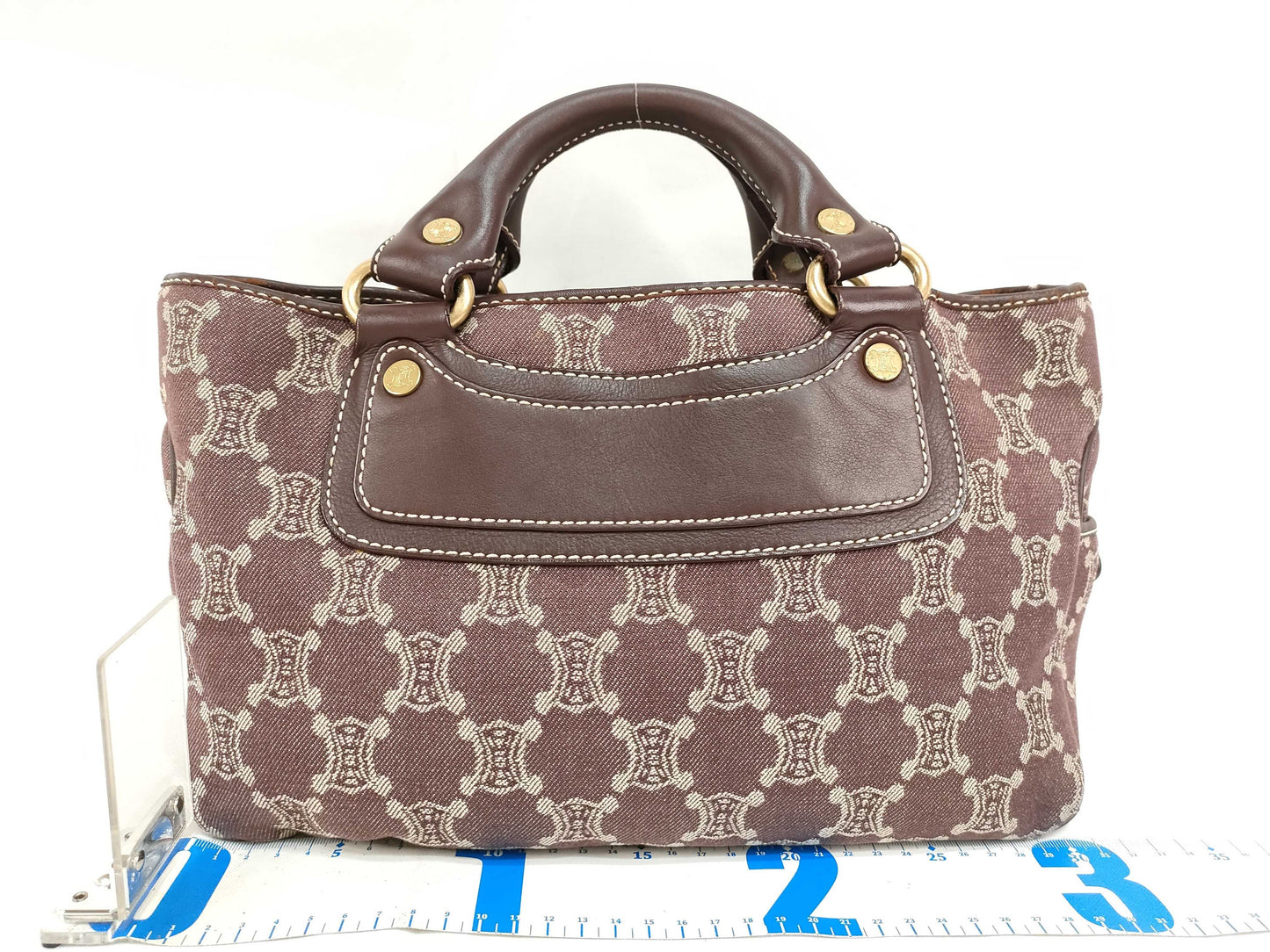 CELINE Paris Macadam Boogie Handbag Canvas Brown Handbag