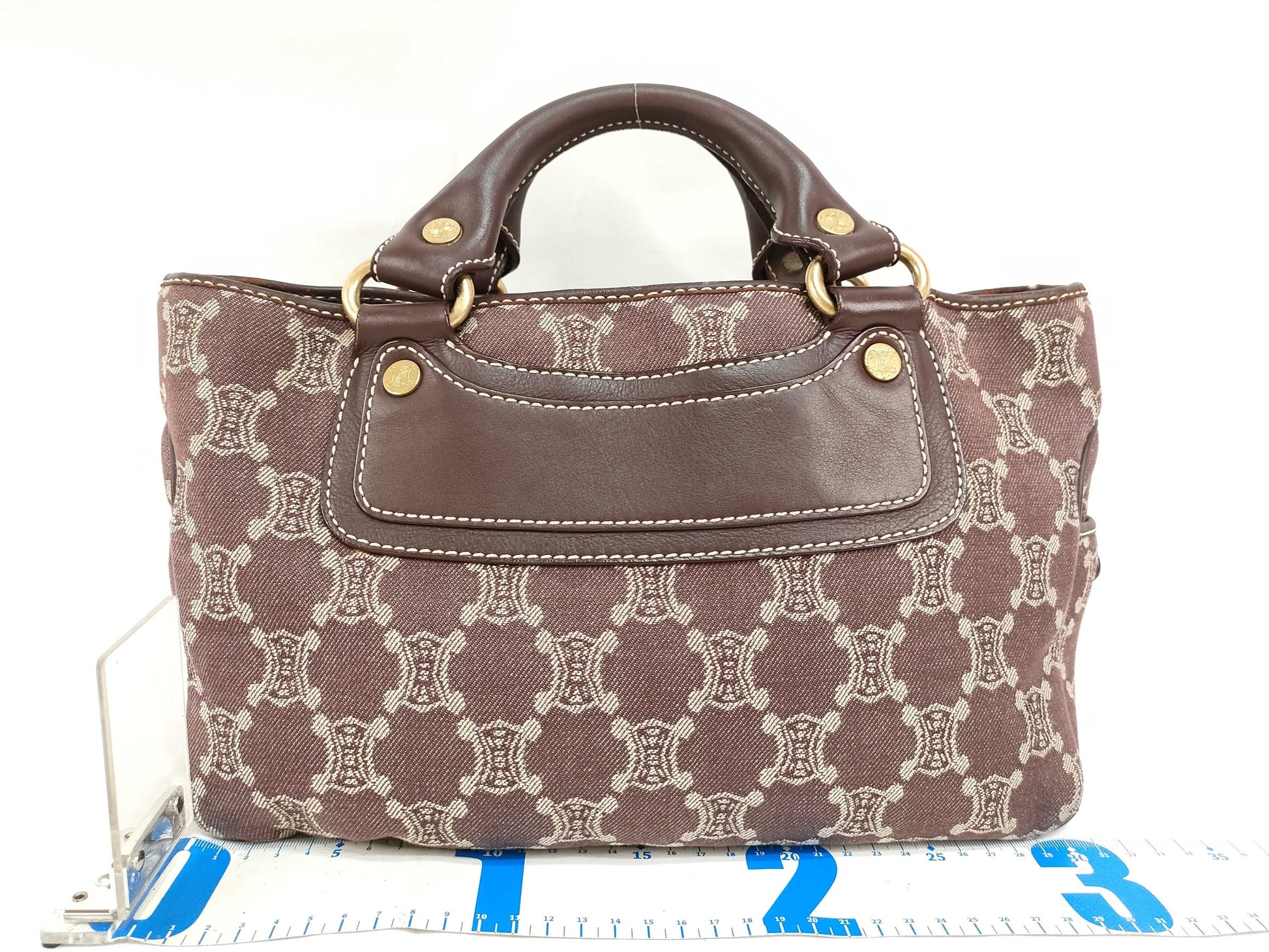 CELINE Paris Macadam Boogie Handbag Canvas Brown Handbag