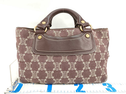 CELINE Paris Macadam Boogie Handbag Canvas Brown Handbag
