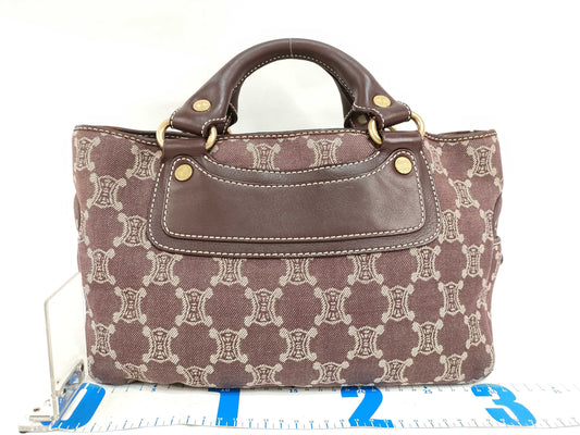 CELINE Paris Macadam Boogie Handbag Canvas Brown Handbag