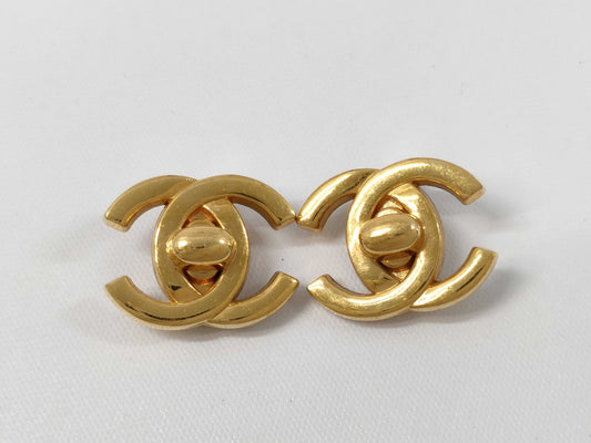 CHANEL Coco Mark Turn Lock Earrings