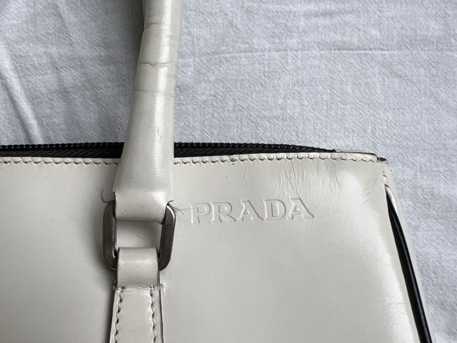 PRADA Prada Leather Handbag White Handbag