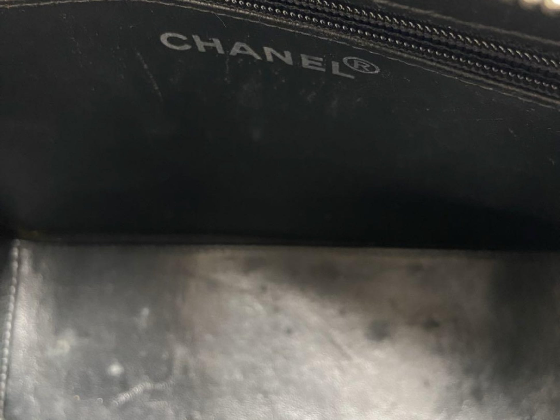 CHANEL Coco Mark Patent Leather Chain Handbag Black Silver Shoulder Bag
