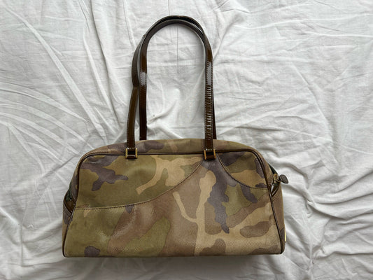Dior Galliano-era Boston bag, handbag, tote bag, shoulder bag, camo pattern shoulder bag
