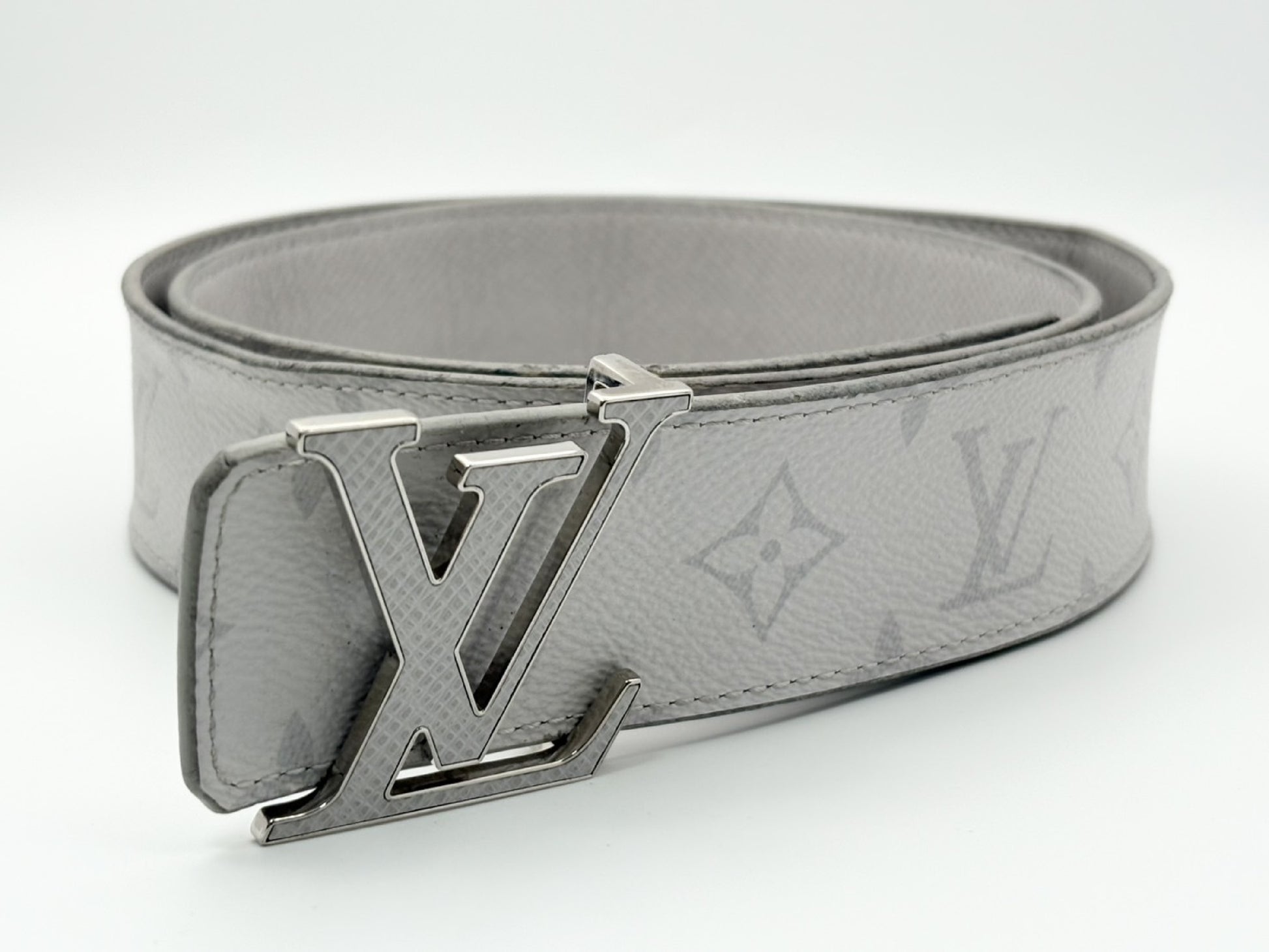 LOUIS VUITTON M0158 Monogram Centurion LV Initial 30mm Belt 85/34 Gray Belt