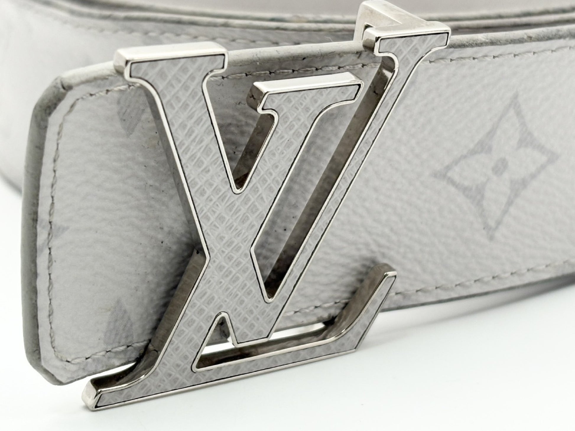 LOUIS VUITTON M0158 Monogram Centurion LV Initial 30mm Belt 85/34 Gray Belt