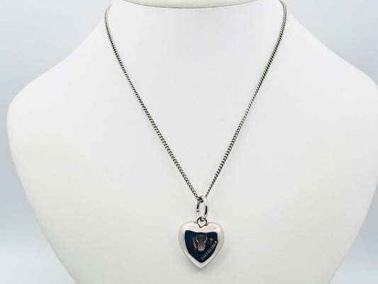 BALENCIAGA Amour Heart Necklace, Silver, Current Model