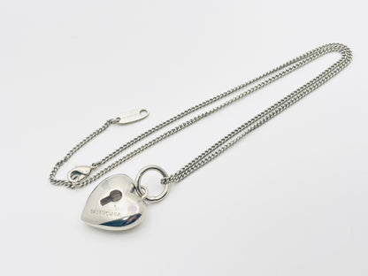 BALENCIAGA Amour Heart Necklace, Silver, Current Model