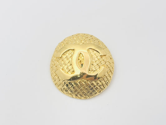 CHANEL Coco Mark Round 29/1259 with Comments Mesh Braided Brooch