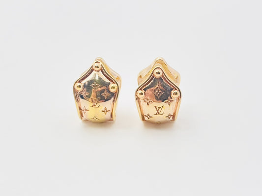 LOUIS VUITTON M69650 Boucle de Reuille Nanogram Pink Gold Earrings