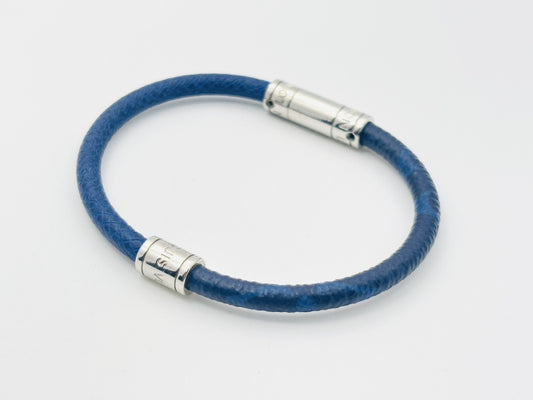 LOUIS VUITTON M8155E Neo Split Taigarama Bracelet, Blue, Current Model