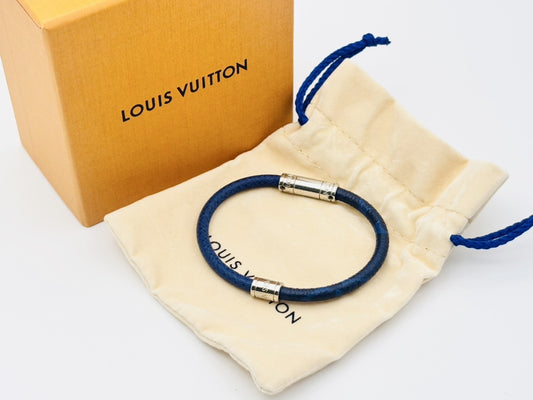 LOUIS VUITTON M8155E Neo Split Taigarama Bracelet, Blue, Current Model