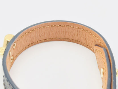 LOUIS VUITTON M6042 Essential V Leather Bracelet, Size 17, Brown Monogram