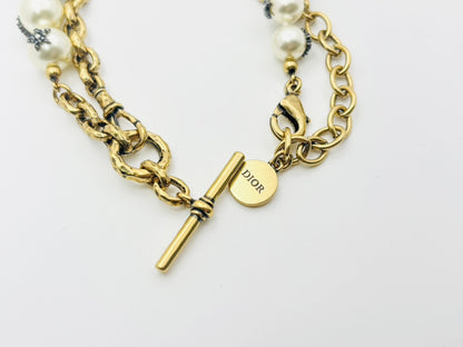Dior Faux Pearl and Rhinestone Star Asymmetrical Anchor Chain Choker Necklace