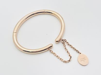 FENDI Logo Charm Bangle Medium Rose Gold Bracelet/Bangle