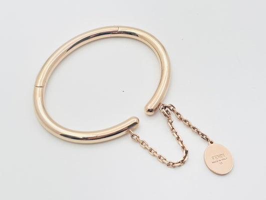 FENDI Logo Charm Bangle Medium Rose Gold Bracelet/Bangle