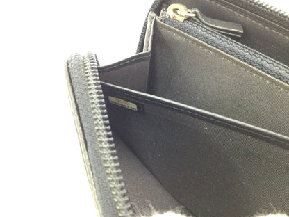 CHANEL Caviar Coco Mark Leather Black Long Wallet with Round Zipper