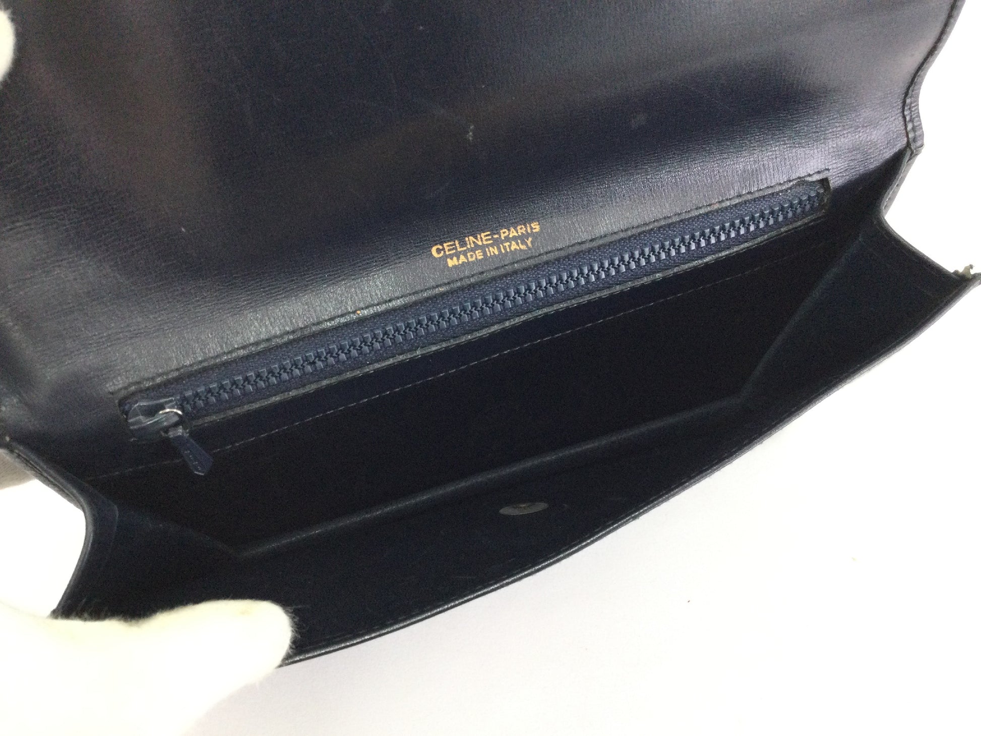 CELINE Triomphe Leather Mini Shoulder Bag in Black