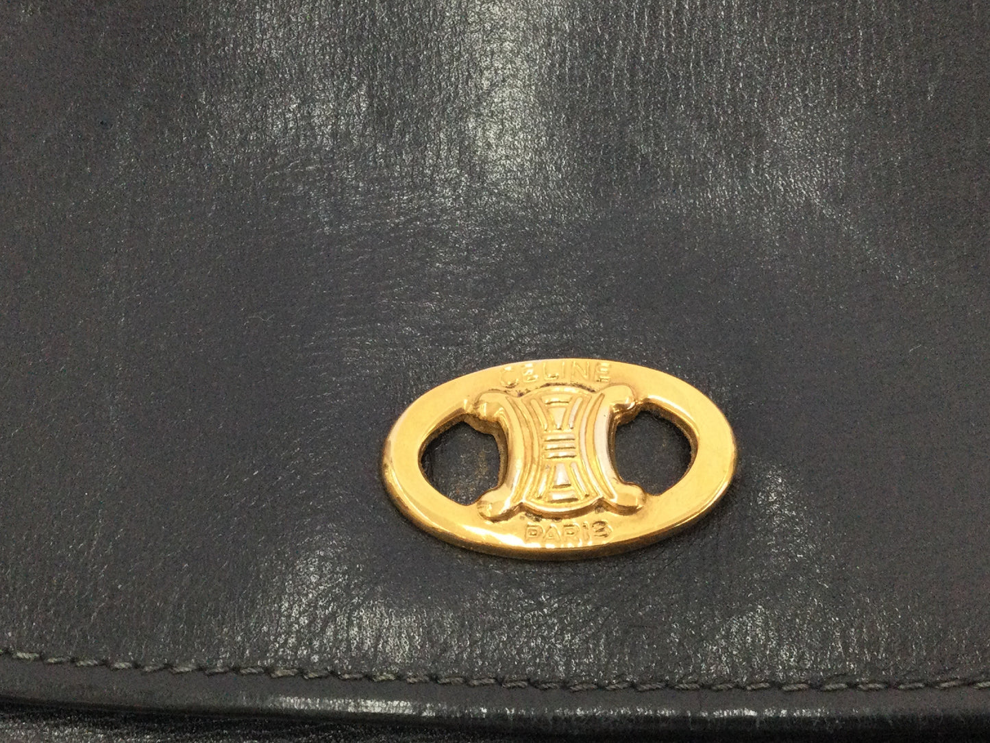 CELINE Triomphe Leather Mini Shoulder Bag in Black