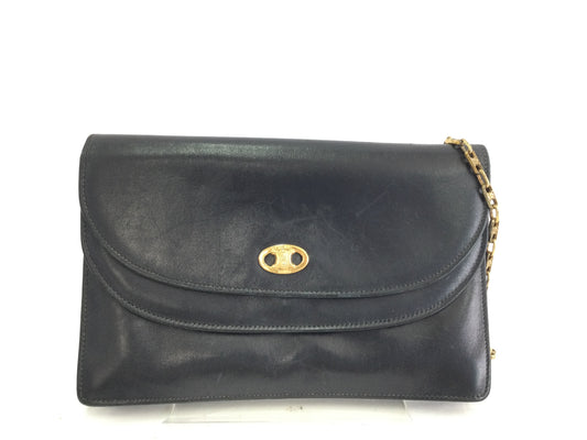 CELINE Triomphe Leather Mini Shoulder Bag in Black