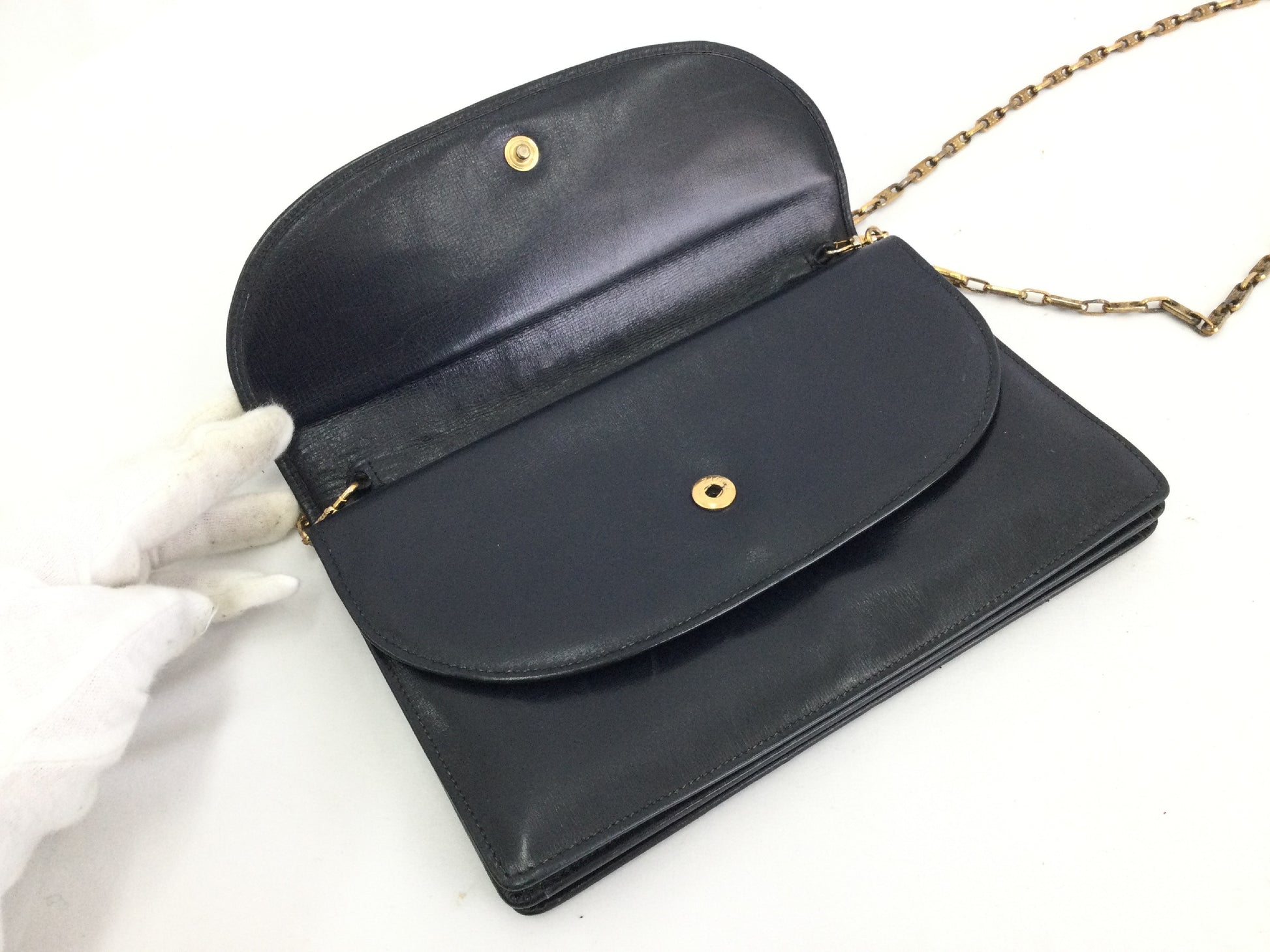 CELINE Triomphe Leather Mini Shoulder Bag in Black