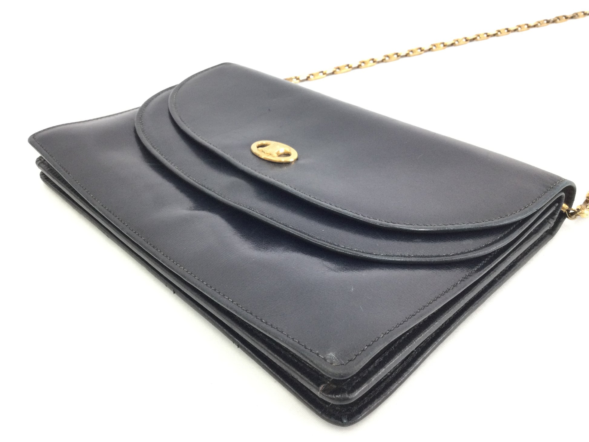 CELINE Triomphe Leather Mini Shoulder Bag in Black
