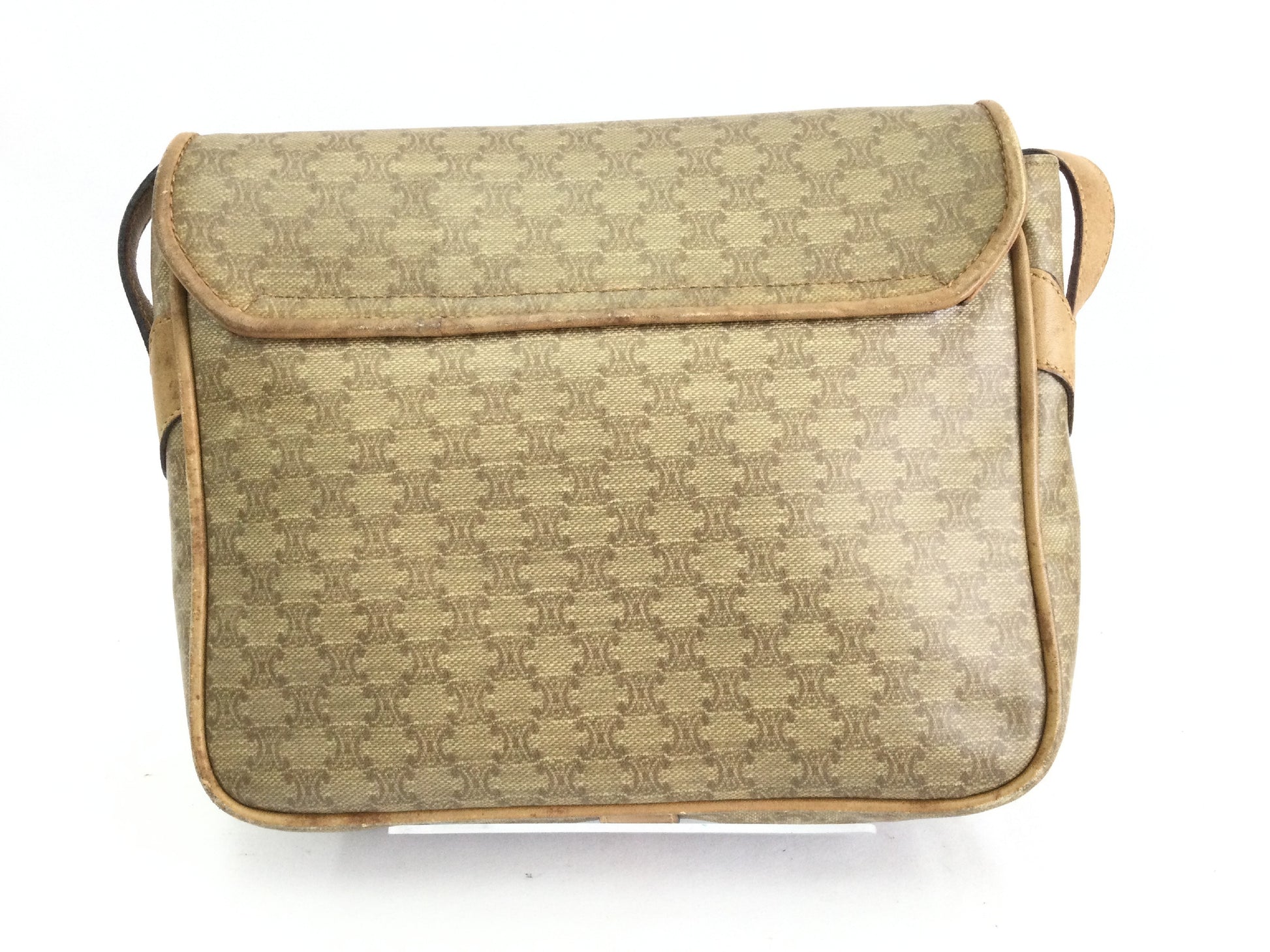CELINE Macadam Shoulder Bag in Beige PVC