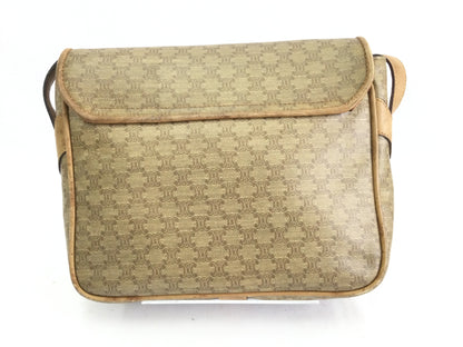 CELINE Macadam Shoulder Bag in Beige PVC