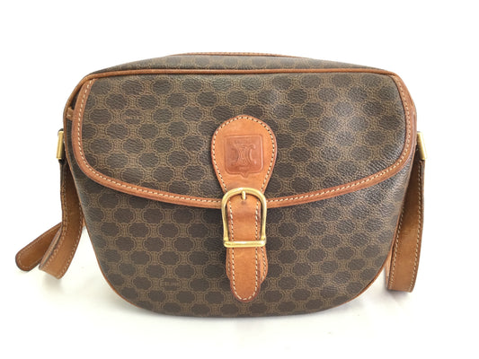 CELINE Macadam Leather Shoulder Bag