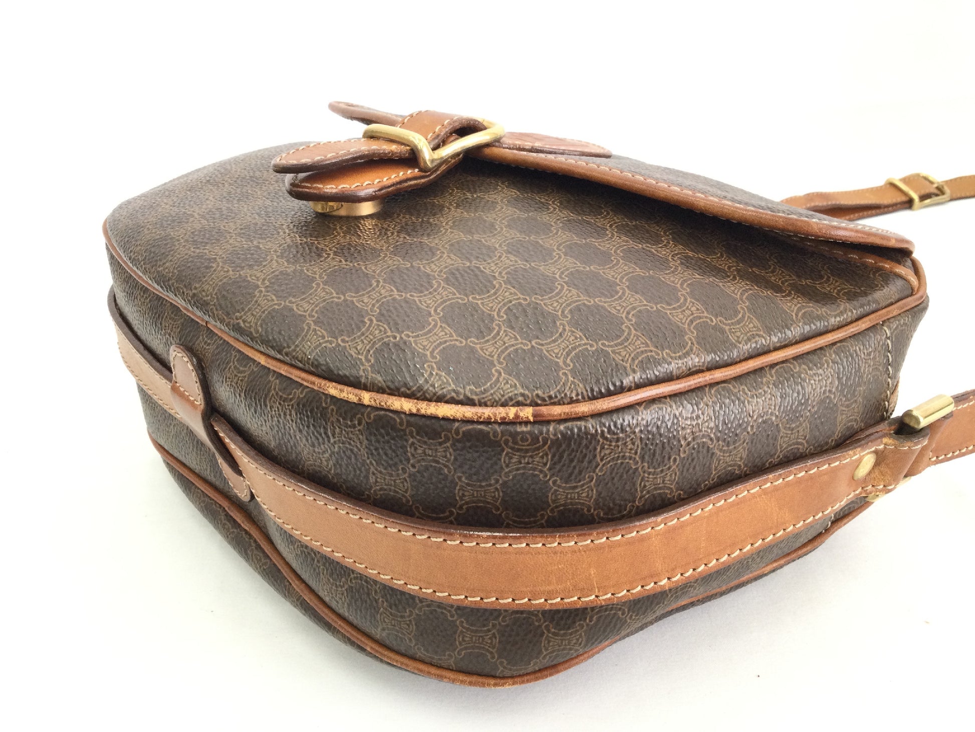 CELINE Macadam Leather Shoulder Bag