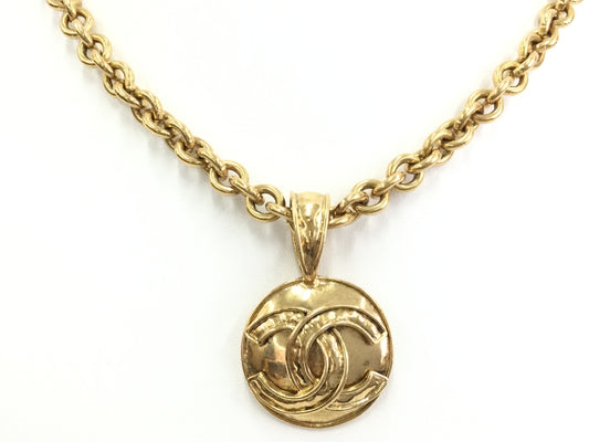 CHANEL Coco Mark Gold 94P Necklace with 50cm Chain