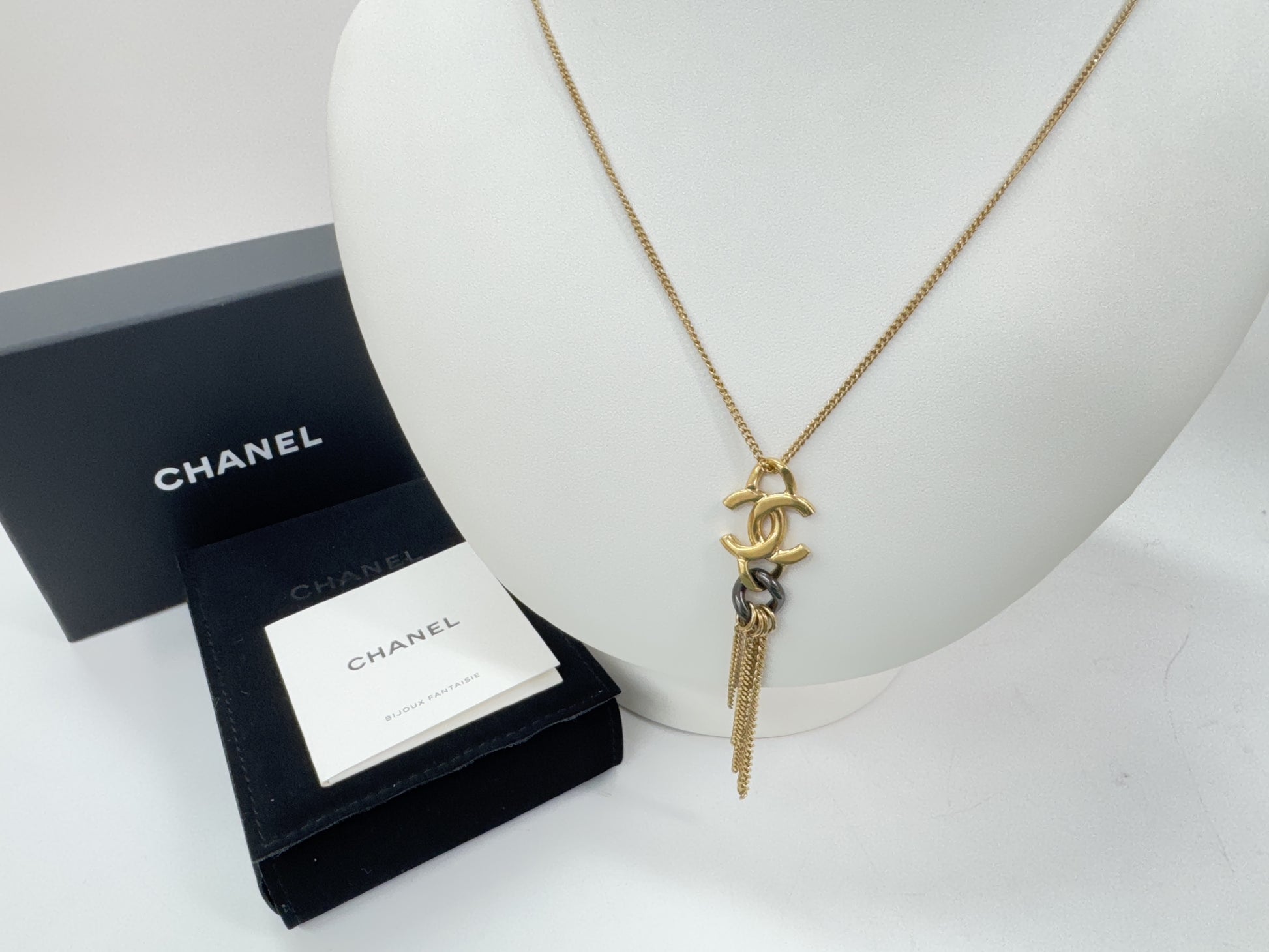 CHANEL CC Logo Gold Necklace B21P Total Length Approximately 60cm Boxed Necklace
