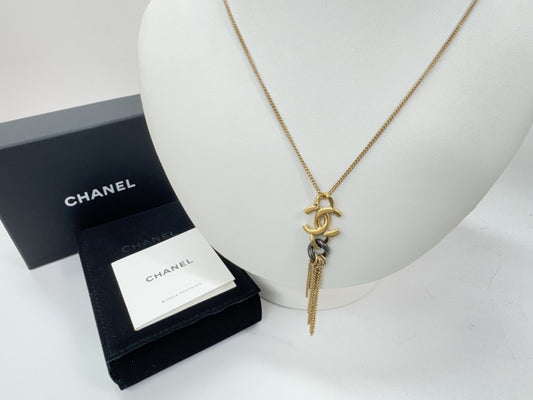 CHANEL CC Logo Gold Necklace B21P Total Length Approximately 60cm Boxed Necklace