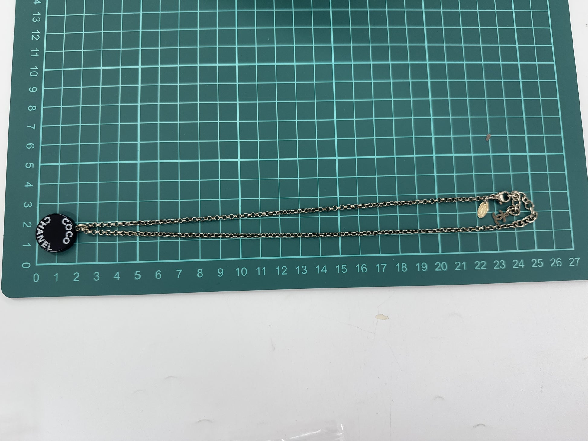 CHANEL COCO Logo Pla Silver Necklace 07P with Comments and Box