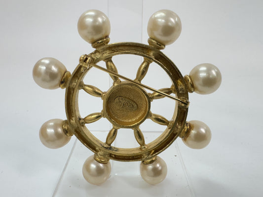 CHANEL Coco Mark Rudder Pearl Brooch 94P Large Brooch
