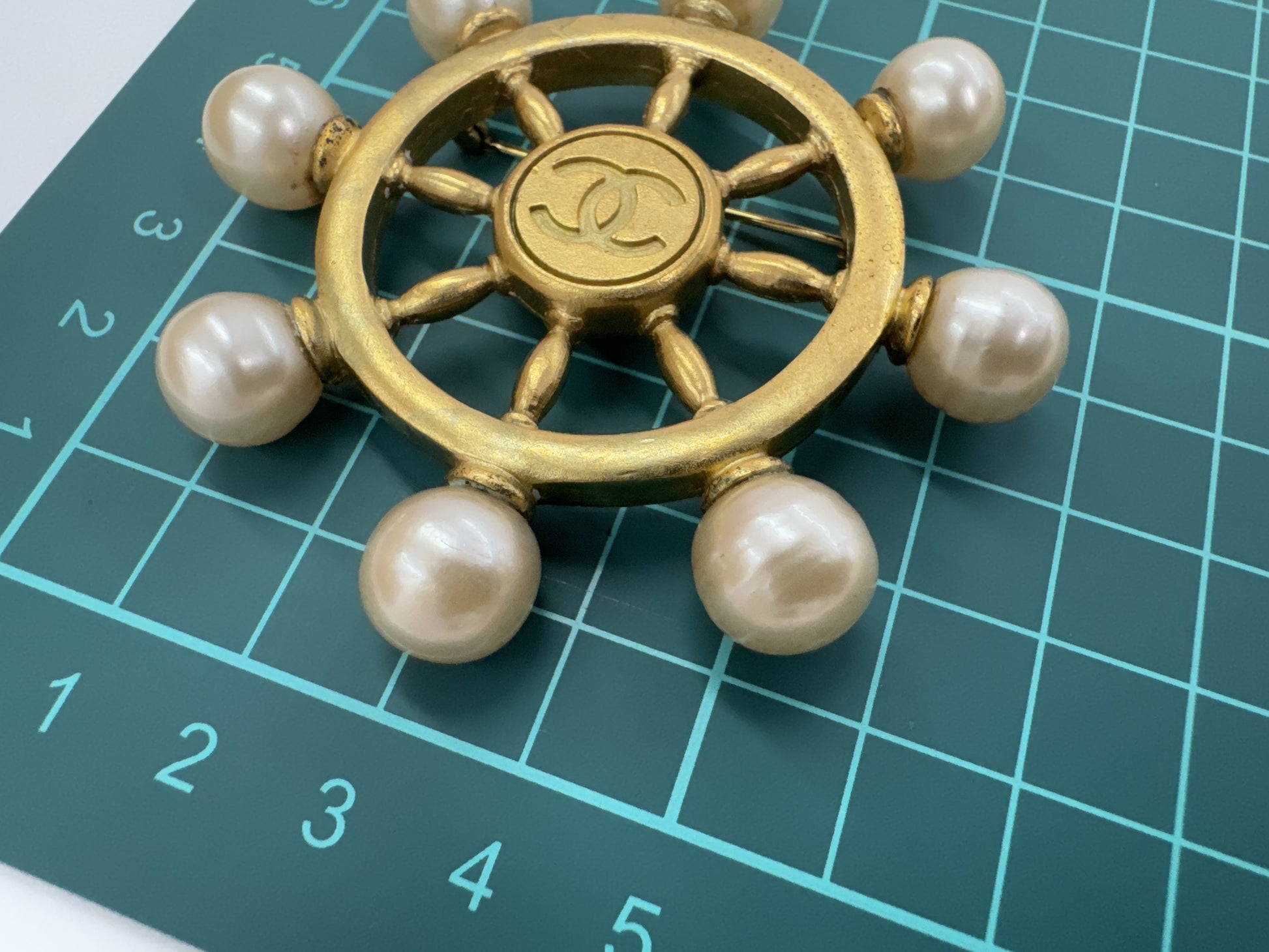 CHANEL Coco Mark Rudder Pearl Brooch 94P Large Brooch