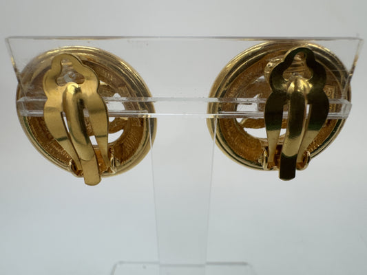 CHANEL Coco Mark Gold Earrings with Engraving