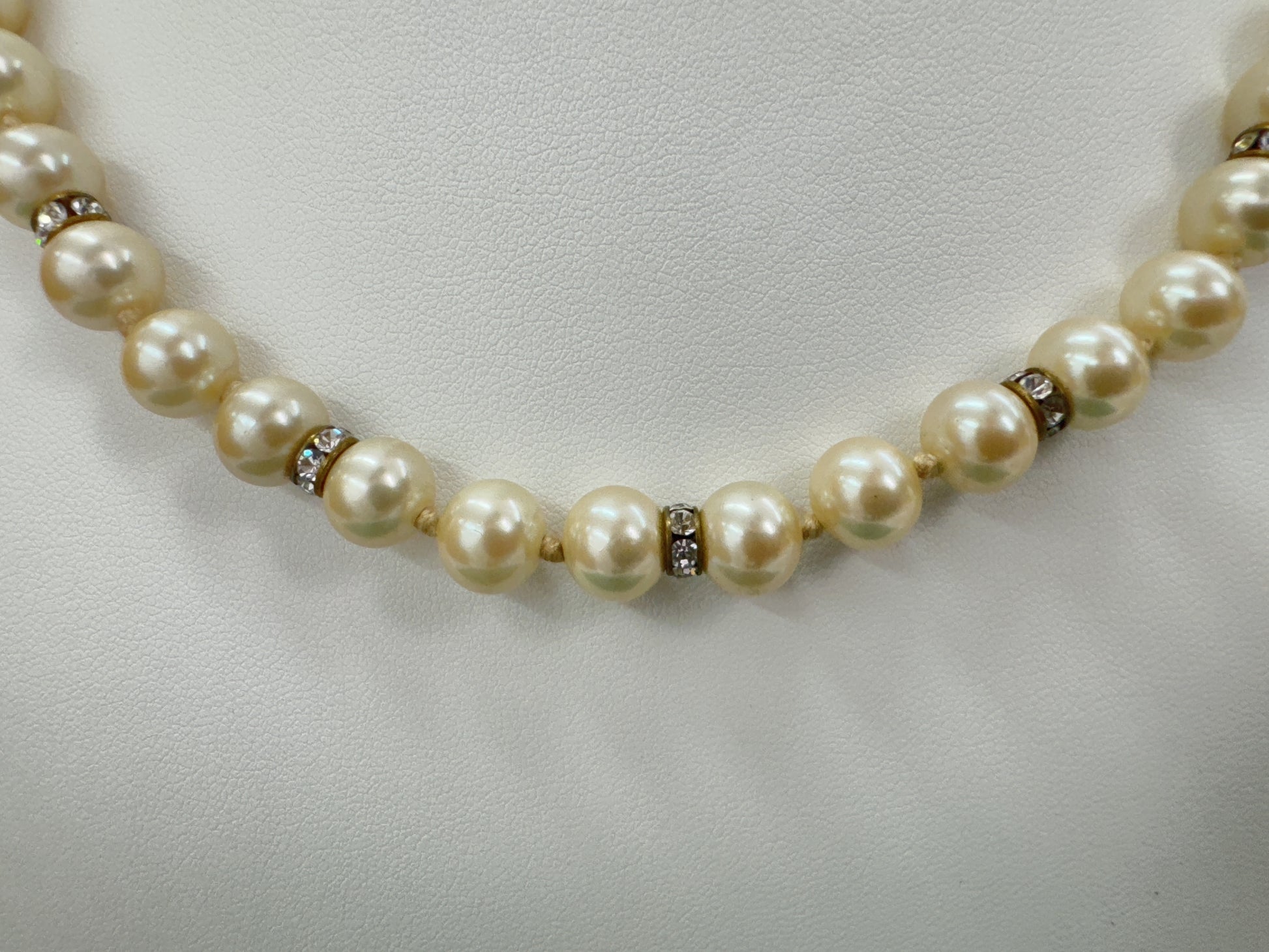 CELINE Pearl and Rhinestone Necklace