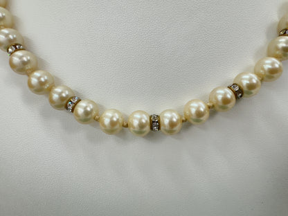 CELINE Pearl and Rhinestone Necklace