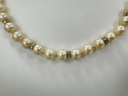 CELINE Pearl and Rhinestone Necklace