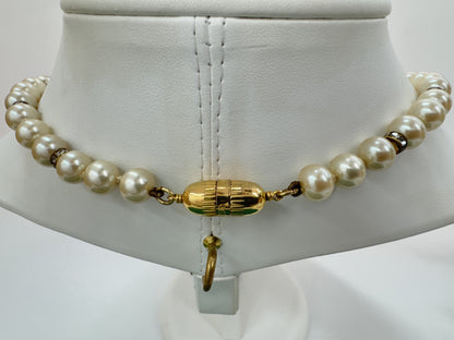 CELINE Pearl and Rhinestone Necklace