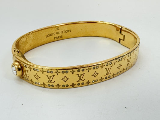LOUIS VUITTON Rigid Bracelet Nanogram Strass S00 Gold LE1210 #S Bracelet/Bangle