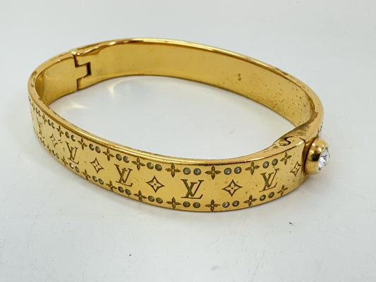 LOUIS VUITTON Rigid Bracelet Nanogram Strass S00 Gold LE1210 #S Bracelet/Bangle