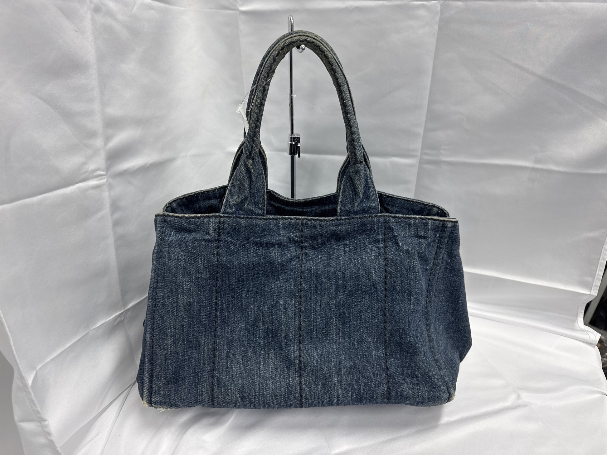PRADA Prada Canapa Denim Handbag Tote Bag Triangle Plate Handbag