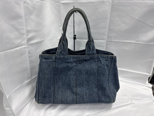 PRADA Prada Canapa Denim Handbag Tote Bag Triangle Plate Handbag