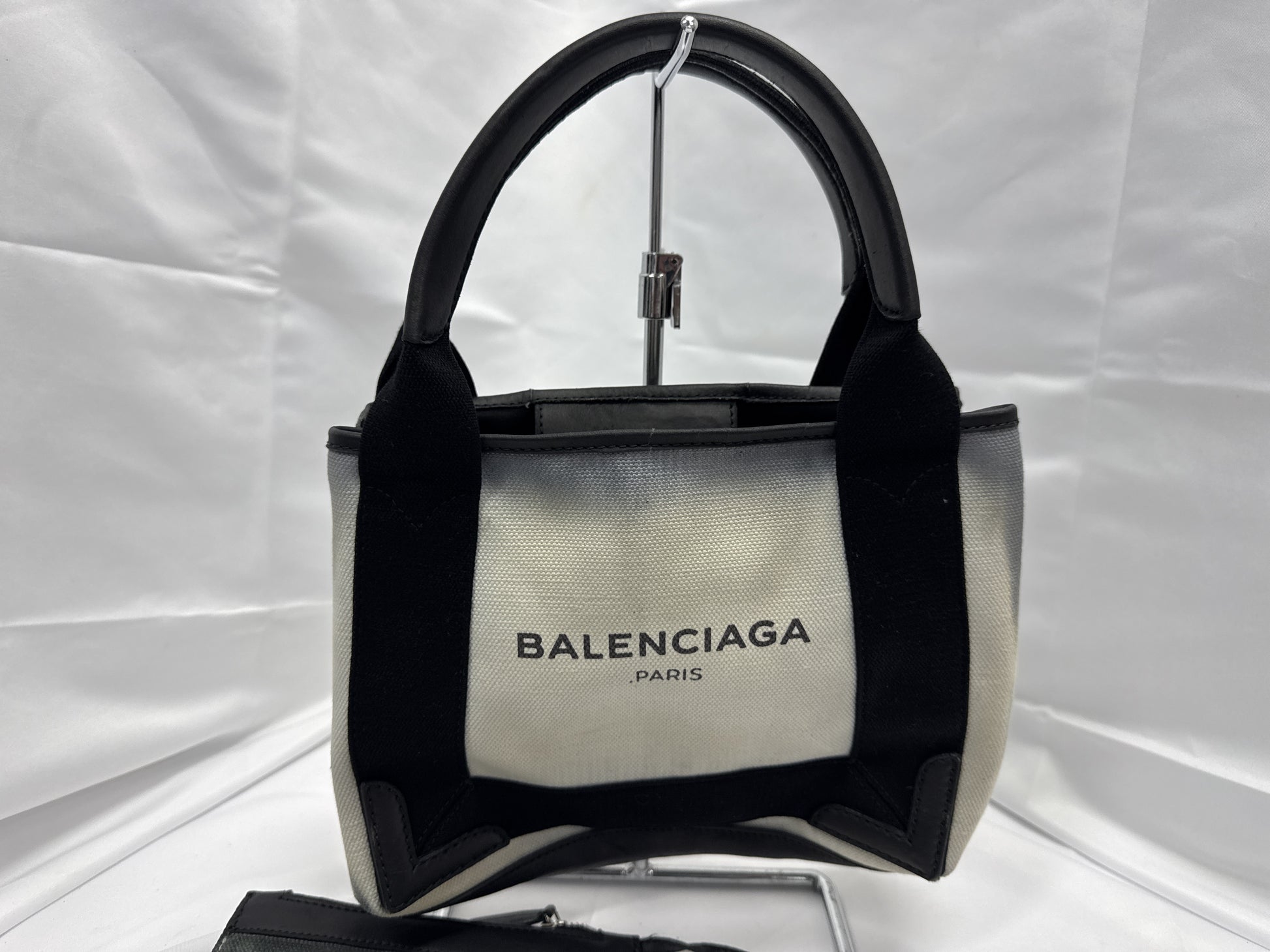 BALENCIAGA Navy Cabas XS 2-Way Tote Bag with Pouch